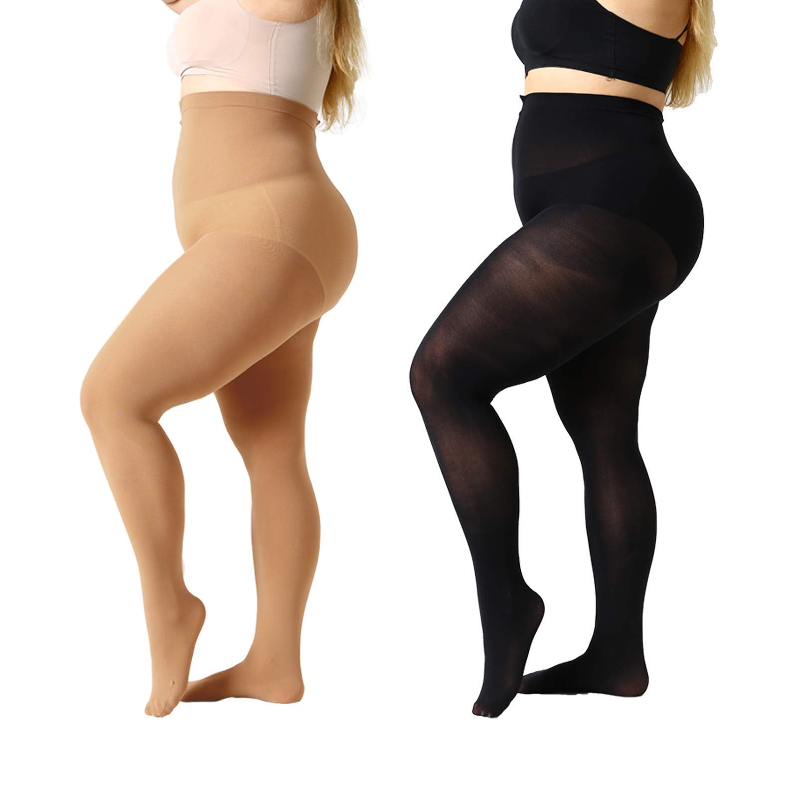 Yilanmy 2 Pairs Plus Size Tights for Women 70D Semi Opaque Control Top  Pantyhose Queen Size High Waist Stockings at  Women's Clothing store