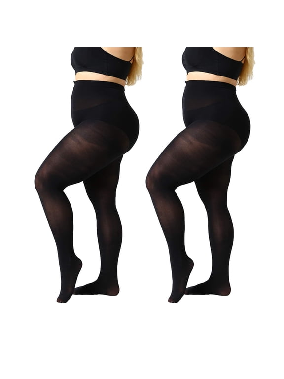 2 Pack Plus Size Tights for Women 70D Queen Size Tights