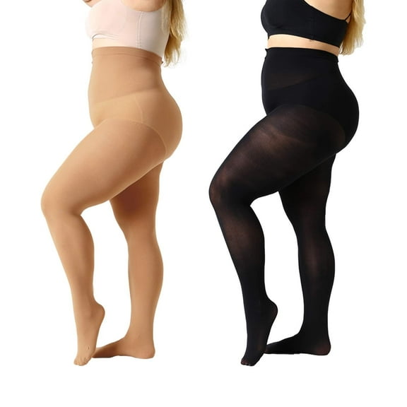 MANZI 2 Pack Plus Size Tights for Women 70D Queen Size Tights