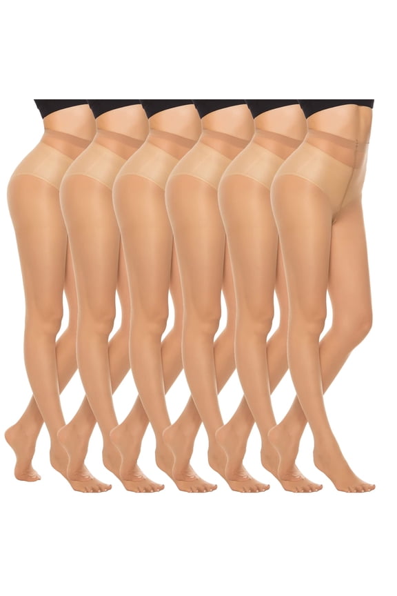 6 Pairs 20D Women's Sheer Tights Ultra Thin High Waist Pantyhose Thigh High Stockings