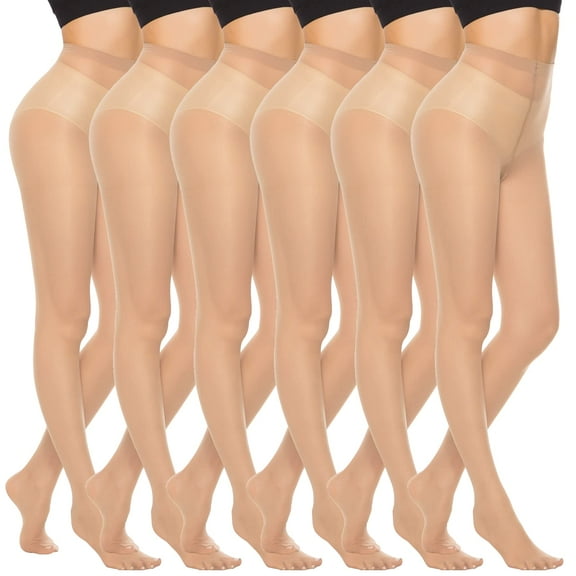 MANZI 6 Pairs 20D Women's Sheer Tights Ultra Thin High Waist Pantyhose Thigh High Stockings