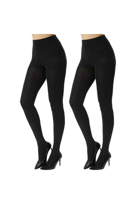 Women's 2 Pairs Super Opaque Tights for Women 120 Denier Control Top Pantyhose