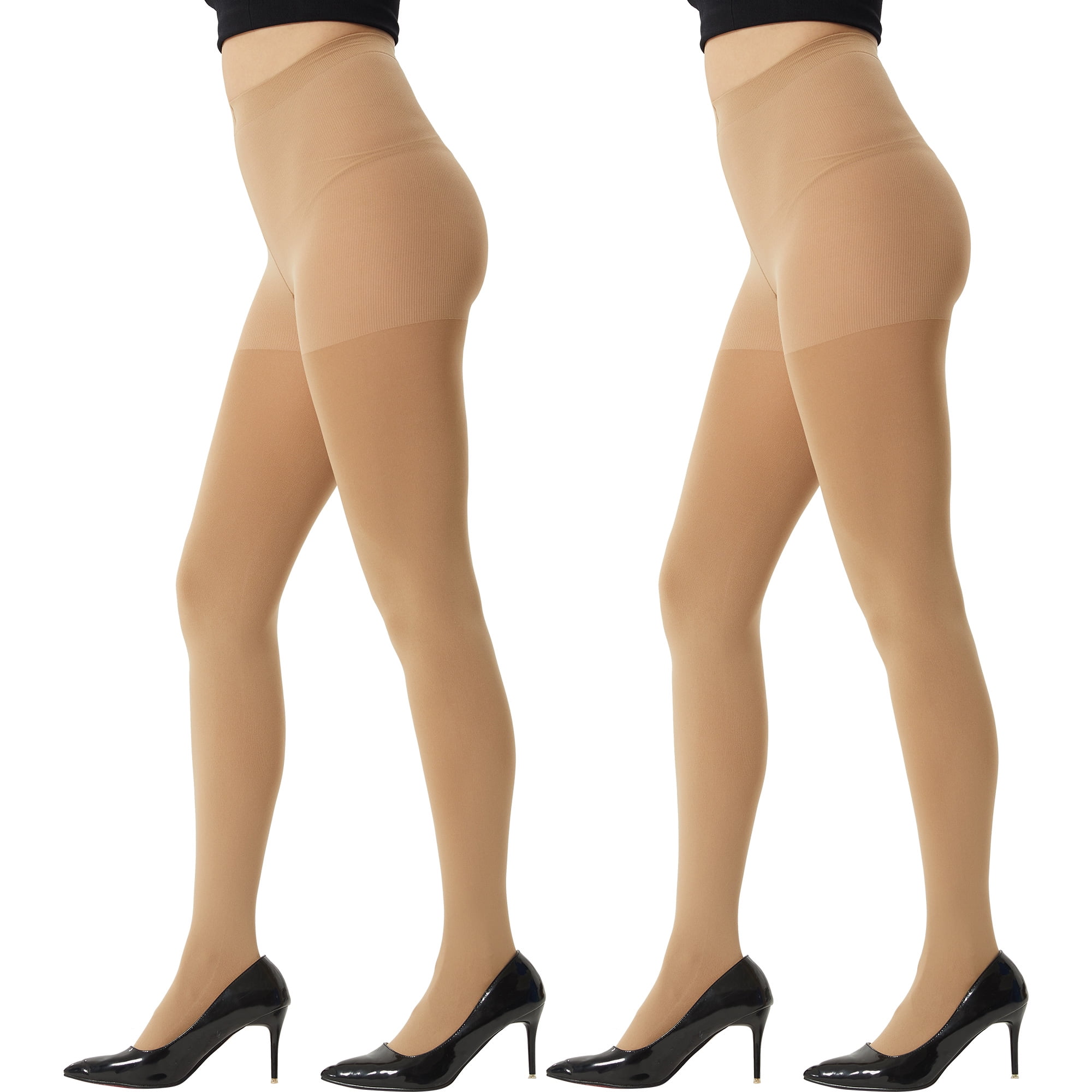 MANZI 2 Pairs 70 Denier Women's Plus Size Tights Stretch Opaque Control Top  Tights X-Large : : Fashion