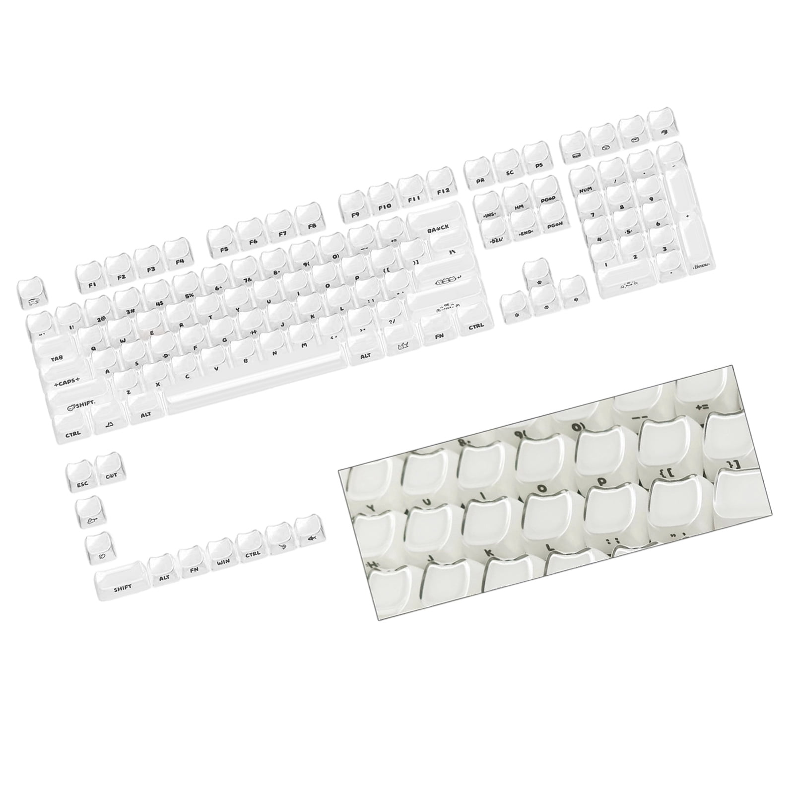 MAO Ergonomic Profile 119 Key Keycap Set In Frosted Jelly Finish With Side Printed Characters For Gaming Keyboards