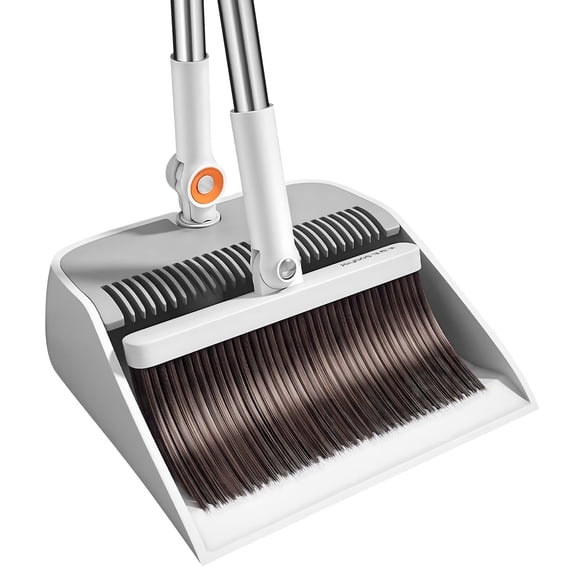 Maoface broom and dustpan set for home,39'' Broom Dustpan Combo with Dustpan Teeth to Automatically Clean Hair
