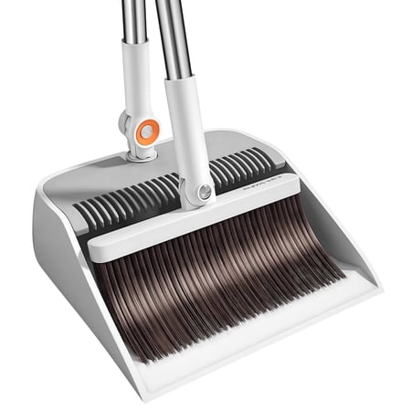 Maoface Broom and Dustpan Set for Home,39'' Broom Dustpan Combo with Dustpan Teeth to Clean Hair
