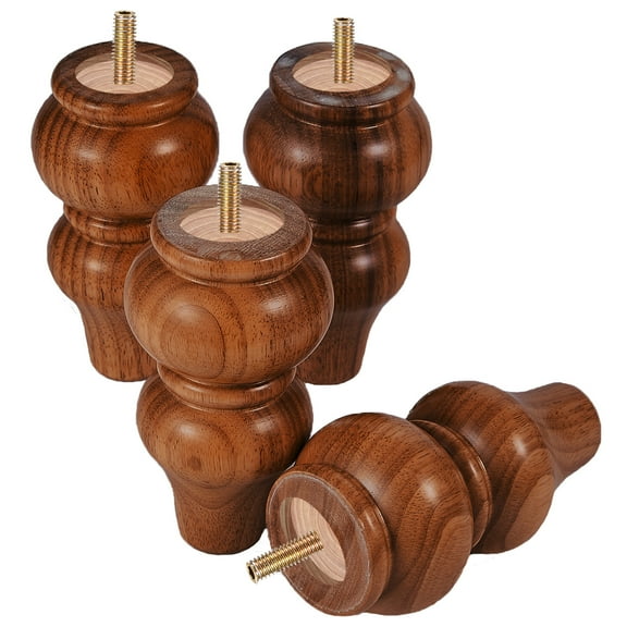 MAOHAM 6 Inch Height Eucalyptus Wood Round Sofa Legs, Espresso with 4 Piece Set, Couch, Dresser