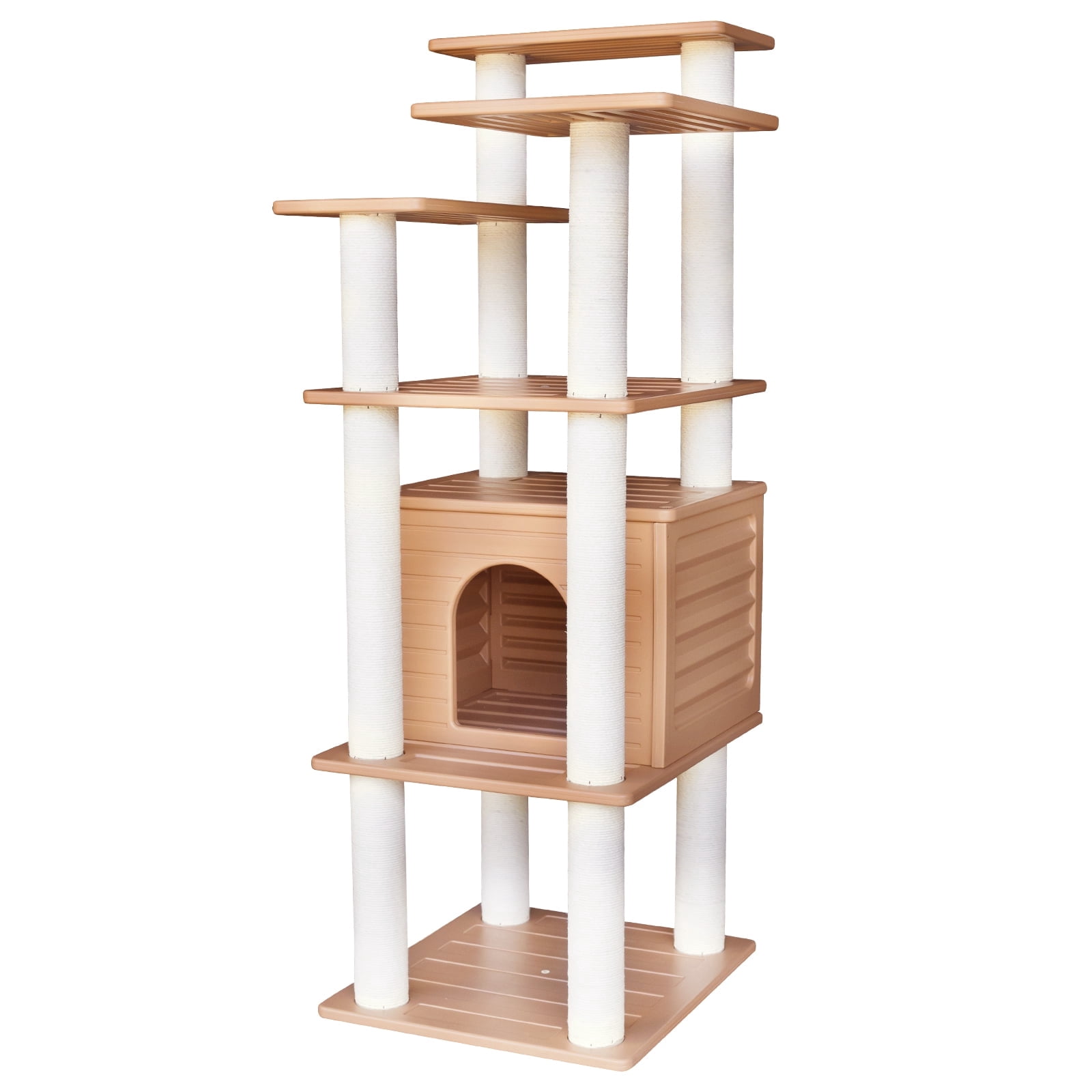 MAOHEGOU 62” Tall Cat Tree for Outdoor and Indoor Cats, Weatherproof Large Outdoor Cat Condo with Scratching Posts