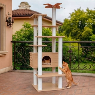 MAOHEGOU 68.9 Inches Tall Outdoor Weatherproof Cat Tower, Multi-Level Cat Tree, Large Cat Condo with PVC Board and Cat Scratching Posts, for Outside and Indoor Cat Houses