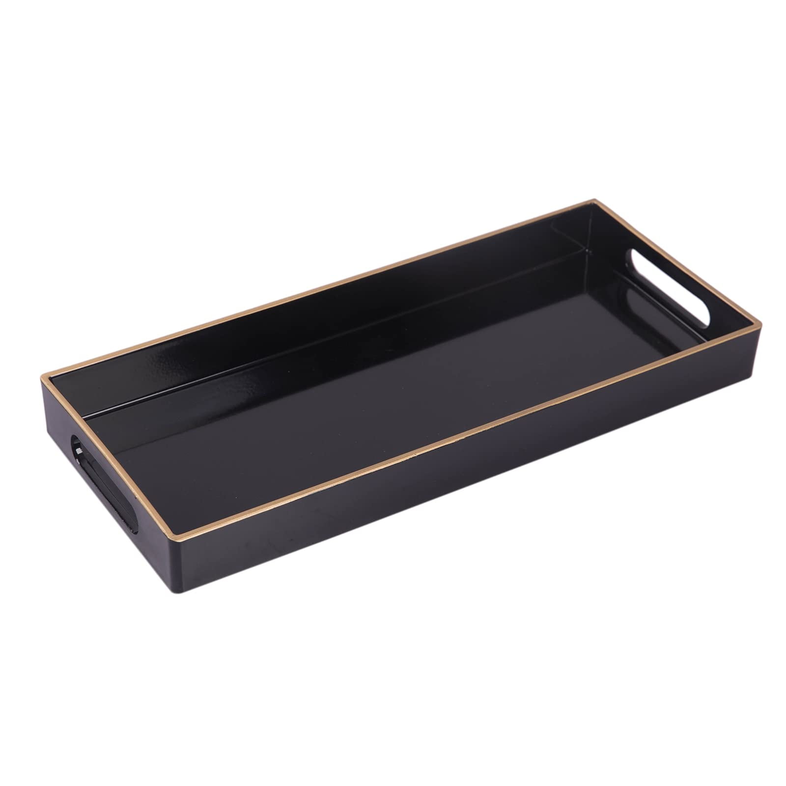 MAONAME Black Bathroom Tray, Plastic Vanity Tray, Countertop Sink Tray, Gold Edged Decorative ...