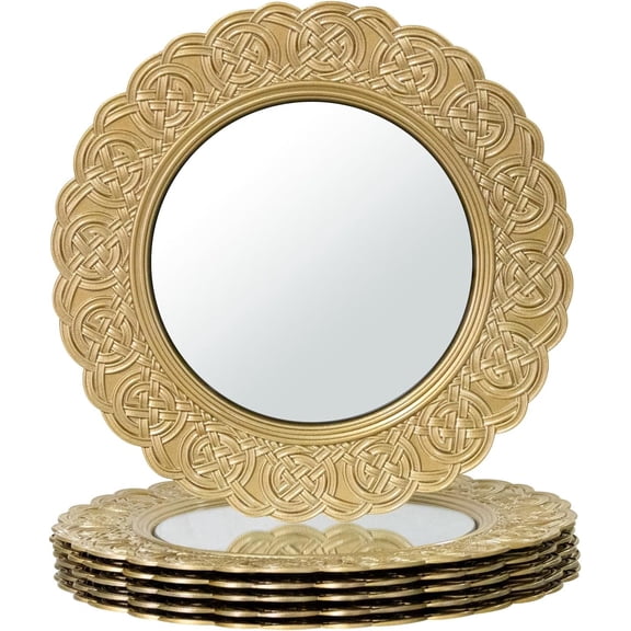 MAONAME Gold Charger Plates, 13" Mirror Plate Chargers Set of 6, Plastic Round Chargers for Dinner Plates, Table Setting, Wedding Decor
