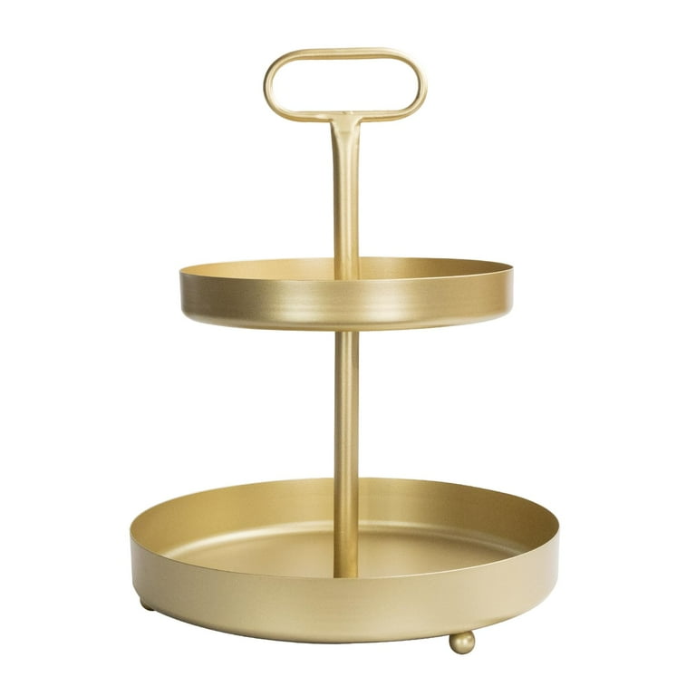 MAONAME Gold Two Tiered Tray, Metal 2 Tier Tray with Handle