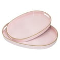 thumbnail image 1 of MAONAME Pink Serving Trays with Handles, Oval Decorative Trays for Coffee Table, Nesting Trays Set of 2, Plastic Vanity Trays for Ottoman, Living Room, 1 of 6