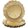 MAONAME 13" Gold Reef Charger Plates, Plastic Round Dinnerware Set of 6 for Formal Events