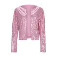 thumbnail image 1 of MAOQHI Women Sequins Blazer Sequin Jacket Casual Long Sleeve Glitter Party Shiny Lapel Cardigan Rave Outerwear Women's Trench Coats Short A-Red XXXL, 1 of 7
