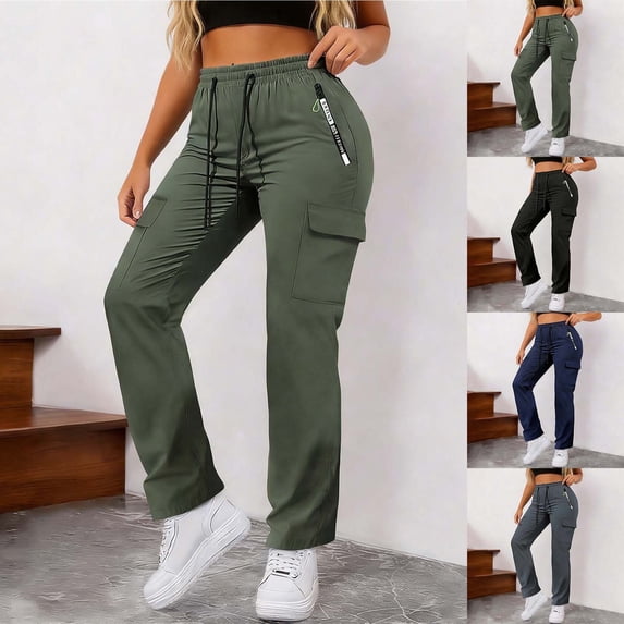 MAOQHI Womens Pants Casual Wide Leg Pants with Large Practical Pockets Everyday Classic Knit Soft Trousers
