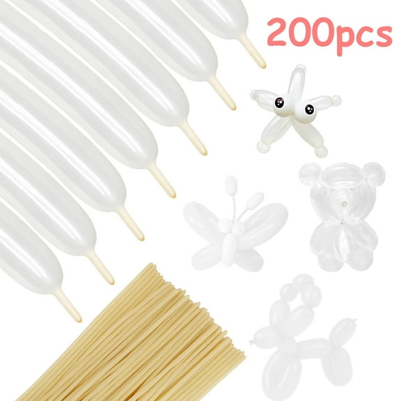 MAOQIAN 260 Balloons 200pcs Clear Long Balloons for Animal Shape, Thickening Latex Balloons for Beginners Balloons Making Kid's Carnivals Birthdays Party Decoration