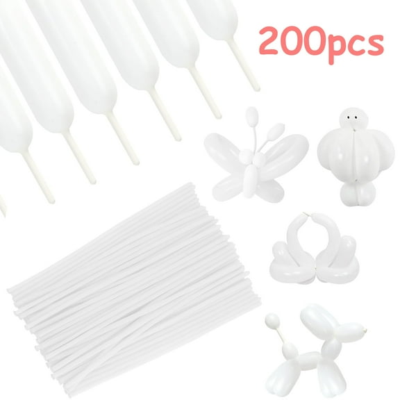 MAOQIAN 260 Balloons 200pcs White Long Balloons for Animal Shape, Thickening Latex Balloons for Beginners Balloons Making Kid's Carnivals Birthdays Party Decoration