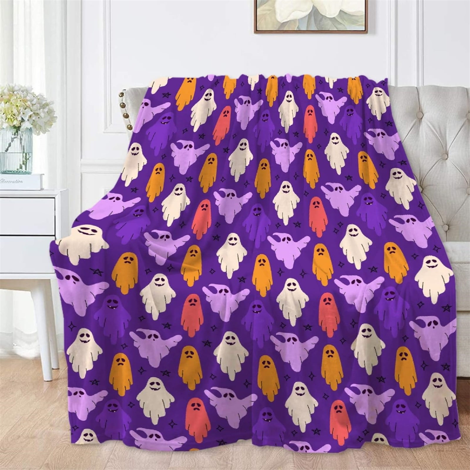 MAOWAPLG Halloween Pumpkin Pattern Blanket, Modern Flannelette Warm