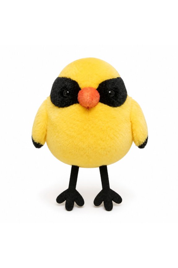 Black-naped Oriole Plush Keychain with Chirping Sound Maker, Yellow Bird Bag Charm and Backpack Accessory with Gold-Tone Clip, 14.5 cm / 5.7 in