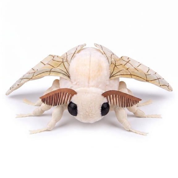MAOWO Planet Detailed Insect Stuffed Animal Moth Plush with Fluffy Cream Body and Patterned Wings, 11-Inch
