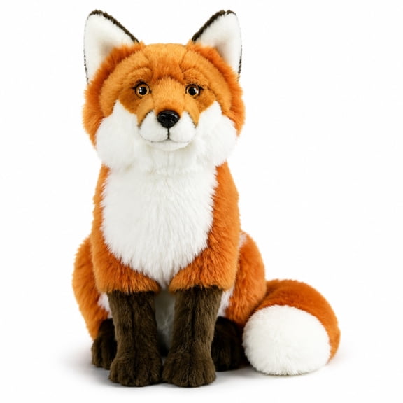 MAOWO Planet Realistic Red Fox Plush Toy, Lifelike Seated Woodland Animal Soft Toy with Weighted Base and Bushy Tail, Nature-Inspired Companion Gift, 27 cm / 11 in