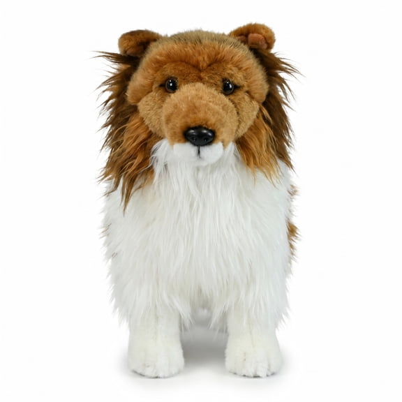 MAOWO Planet Realistic Standing Shetland Sheepdog Plush Toy, Sable and White Stuffed Sheltie Dog, 11.4 Inches