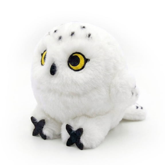 MAOWO Planet Snowy Owl Plush Pendant, 7cm Interactive Bag Charm with Sound, Glow-in-The-Dark Eyes, Fluffy Mini Bird Keyring Accessory for Backpacks and Keys