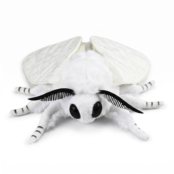 MAOWO Planet Fluffy White Fur and Feathery Antennae Poodle Moth Plush