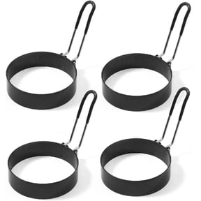 MAOXUAN 4Pcs 3 Inch Egg Rings with Metal Handle, Round Fried Egg Cooking Mold for Breakfast Kitchen Use