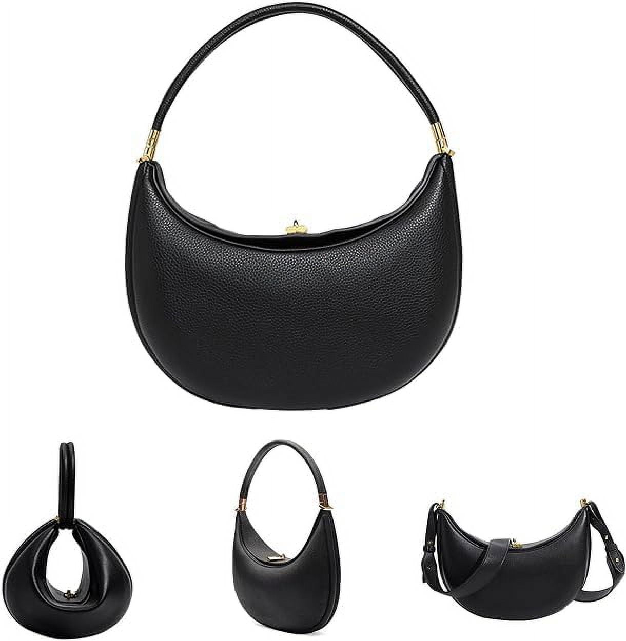 Tory Burch T Monogram Debossed Leather Crescent Bag Black – voilà.id