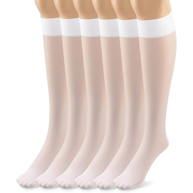 MAOYA Silky Toes Sheer Knee High Stockings for Women, 6 Pairs Nylon Trouser Socks