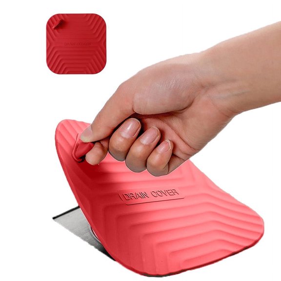 MAOYONG Shower Drain Cover Tub Stopper - Square Silicone Floor drain cover for Bathroom Red