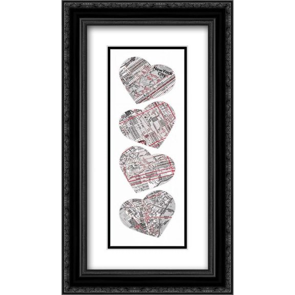 MAP TO YOUR HEART MANHATTAN 5 2x Matted 14x24 Black Ornate Framed Art Print by Grey, Jace
