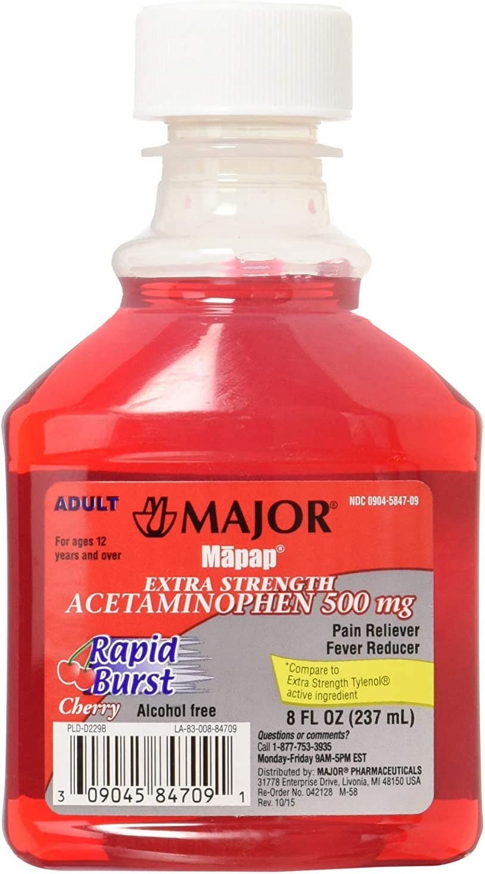 MAPAP ES ADULT LIQUID ACETAMINOPHEN500 MG/15 ML Red 237 ML UPC
