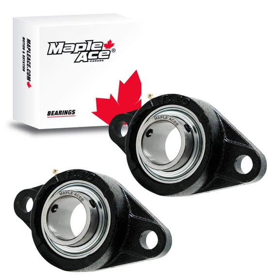 MAPLE ACE UCFL206-19 Flange Bearing 1-3/16" Bore, Oval 2-Bolt Self-Aligning, Solid Base, R3 Triple Lip Seal, Heavy Duty (Qty 2)