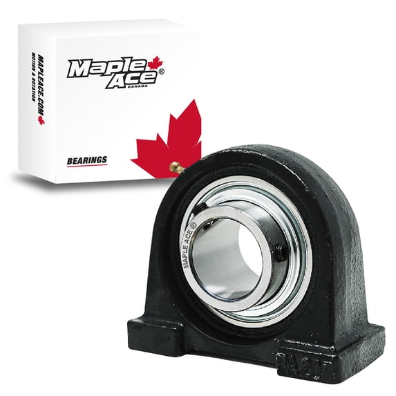 MAPLE ACE UCPA206-19 Tapped Base Pillow Block Bearing 1-3/16" Bore, 2-Threaded Bolt Holes, Self-Aligning, R3 Triple Lip Seal