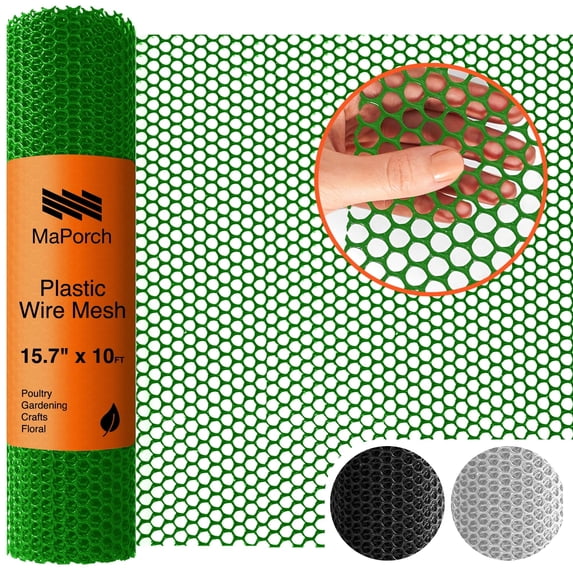 MAPORCH Green Plastic Wire Mesh Fence 15.7INx10FT Roll - Ideal for Poultry, Dogs, Rabbit, Snake Barrier & Gardening - Durable Plastic Chicken Wire Mesh - Versatile Plastic Fencing & Netting Solution