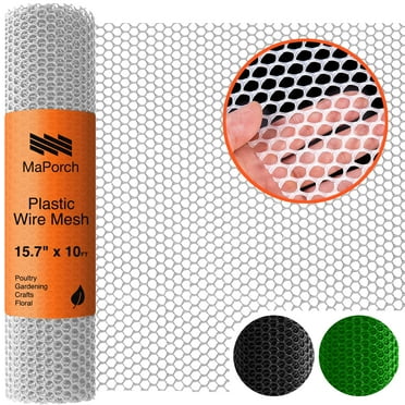 MAPORCH, Plastic Chicken Wire Fencing, White, 500gsm ABS Plastic Particles, 1 Pack, 15.7” x 10 ft