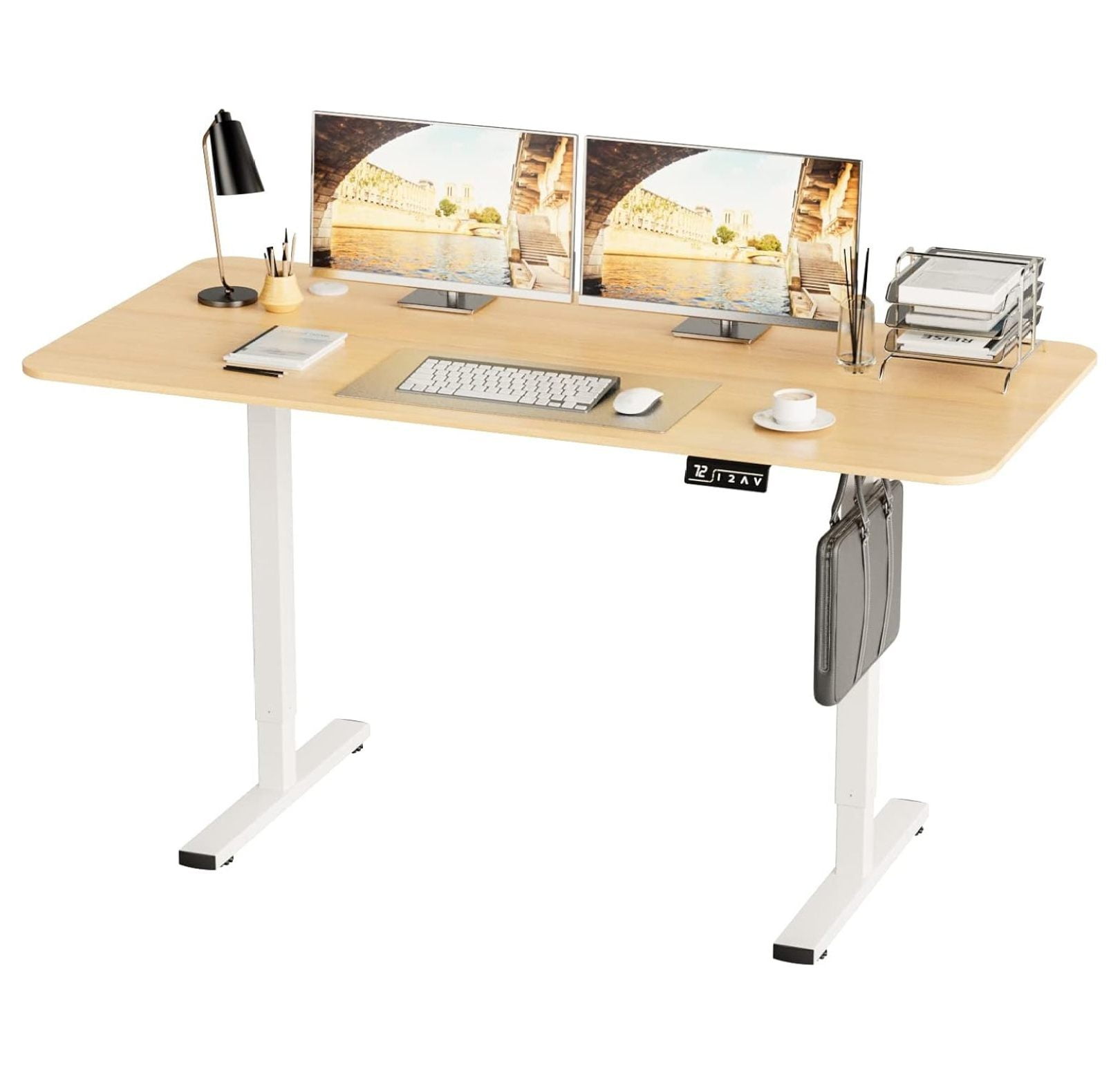 MAQING Electric Height Adjustable Standing Desk Large Sit Stand up Desk ...