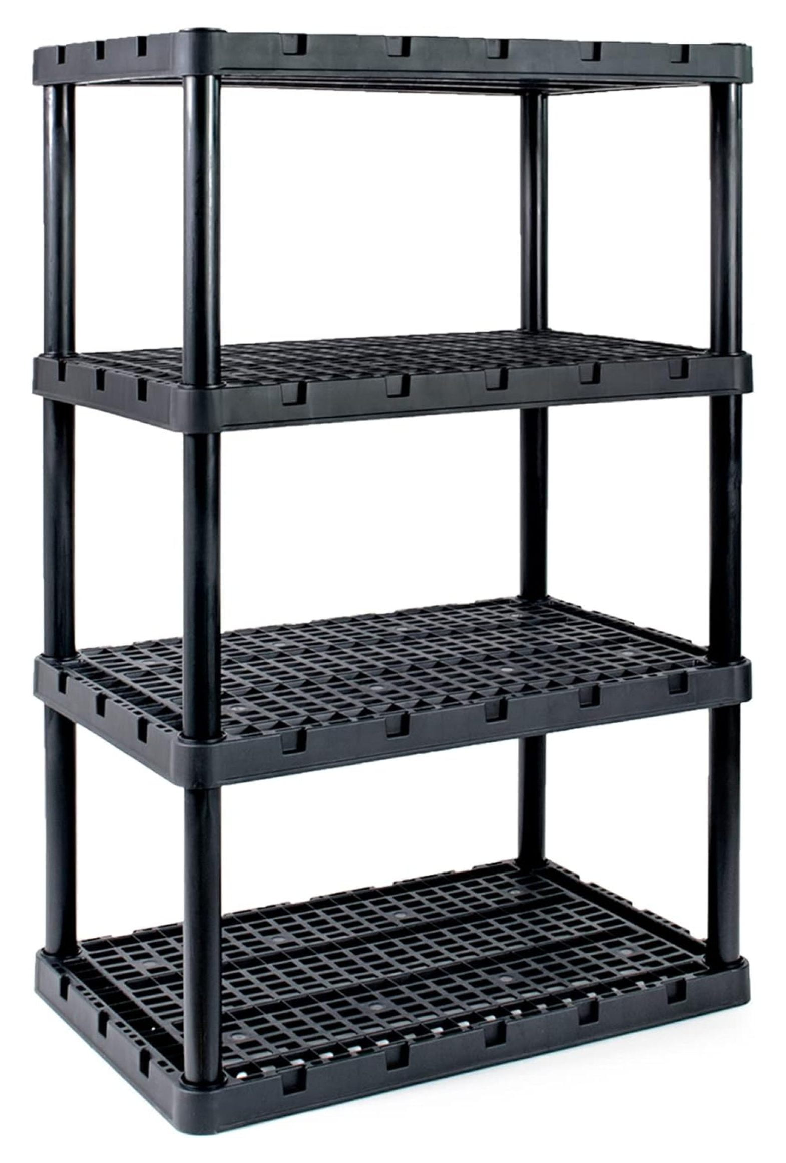 Black Plastic 4-Shelf Interlocking Storage Unit
