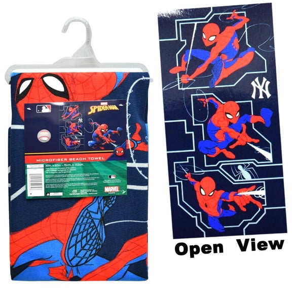 MAR-MLB 30X60 Microfiber Cheerful Towel Spidey Ball - Yankees, Spiderman