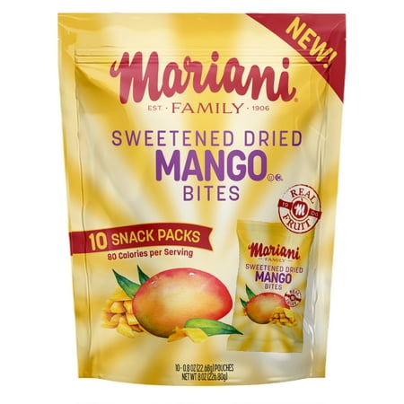 Mariani Sweetened Mango Bites – Dried Fruit Snack Packs