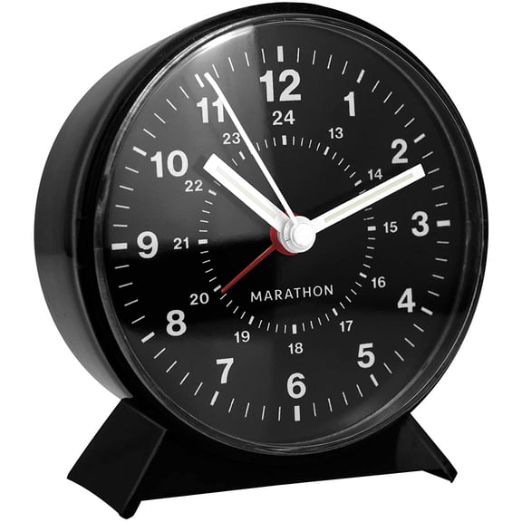 MARATHON Mechanical Wind-Up Alarm Clock, Black