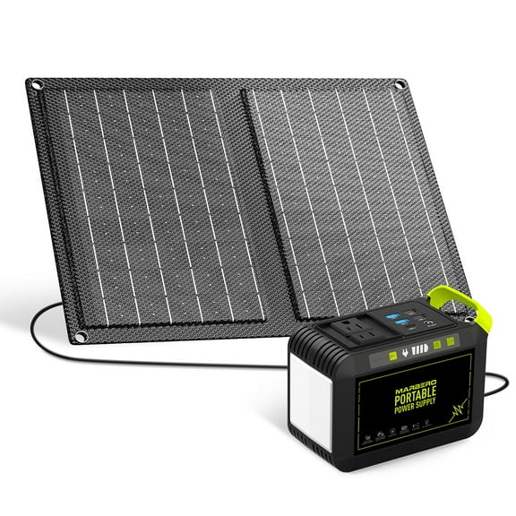 MARBERO 80W Continuous / 120W Peak Portable Solar Generator with Solar Panel Included