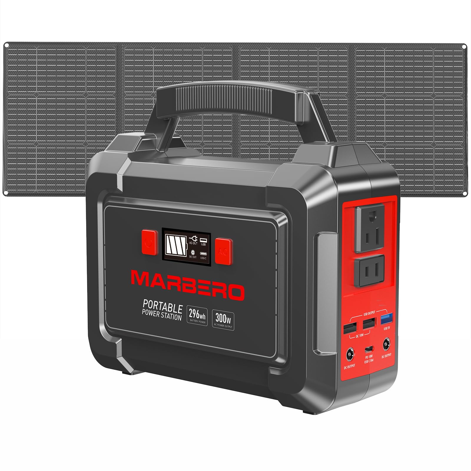 MARBERO Solar Generator 296Wh Portable Power Station with Solar