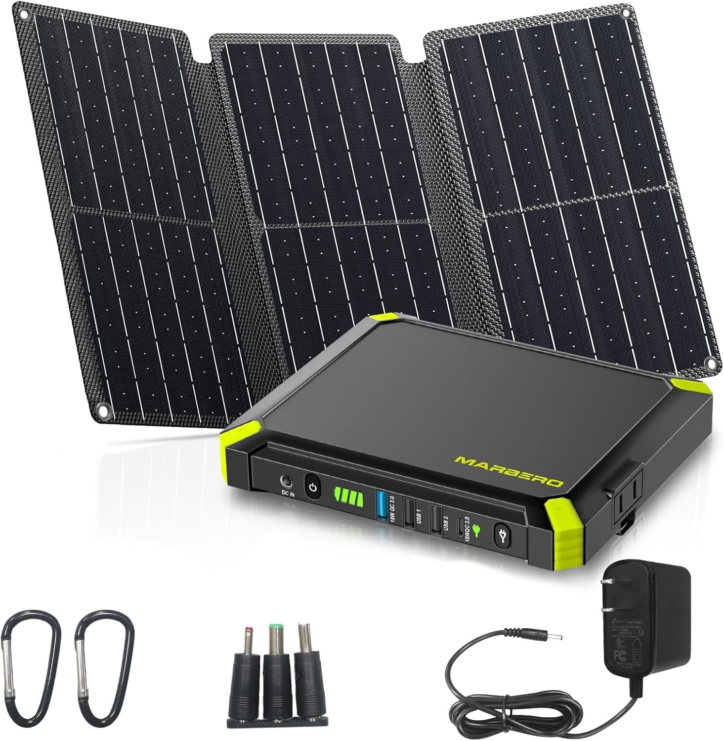 MARBERO Solar Generator with Panels Included 88.8Wh Solar Powered Generator with Solar Panels 30W Camping Portable Power Station 100W Peak AC for Outdoor Camping Hiking Fishing Backup Emergency