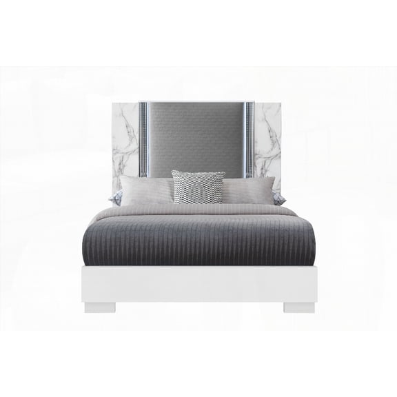 MARBLE KING BED HAVING LED ACCENT AND WEIGHING 145.5 LBS