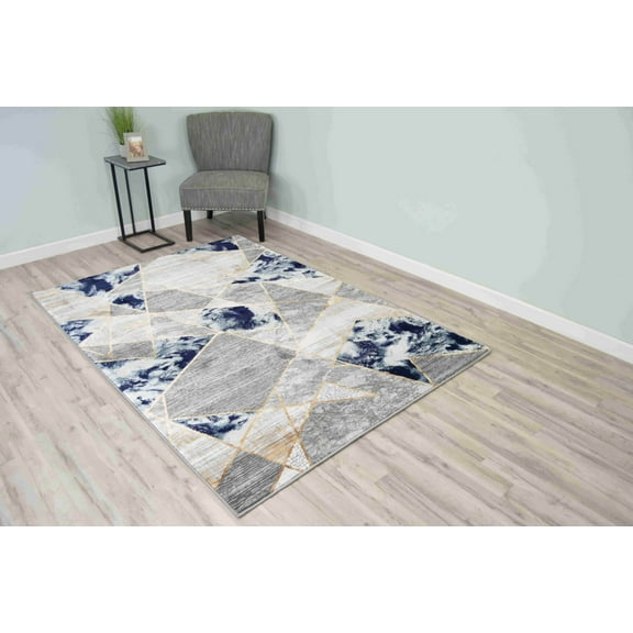 Marble Rug Design 1043 - 5'2"x7'5", Blue