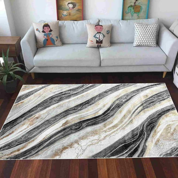 Marble Rug Design 1061 - 5'2"x7'5", Grey